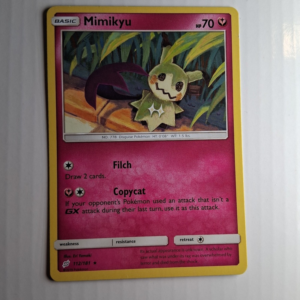Mimikyu 112/181 Basic Sun & Moon Team Up 70hp 2019 Near Mint Or Better